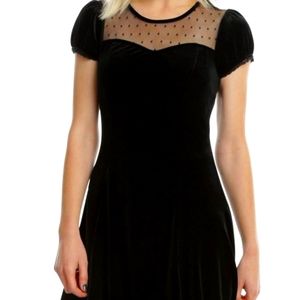 Black Velvet Swiss Dot Yoke Dress L